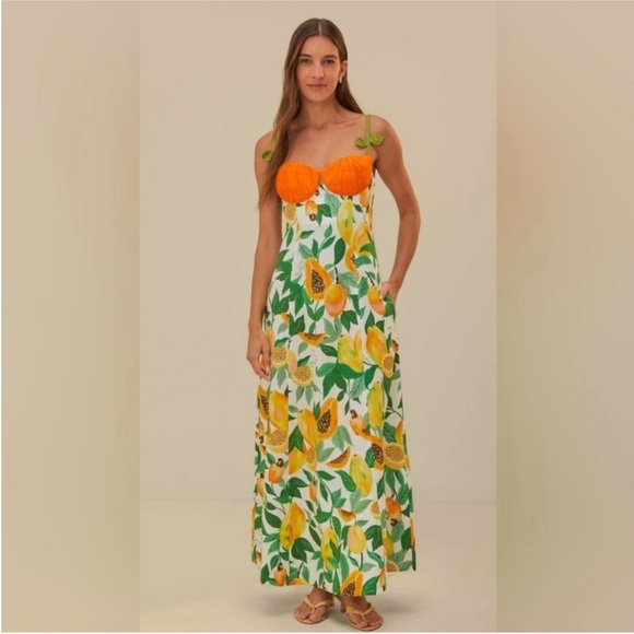 ISO Farm Rio Papaya scarf maxi dress size medium - Picture 1 of 1